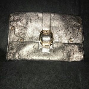 Jessica Simpson Large Distressed Metallic Clutch